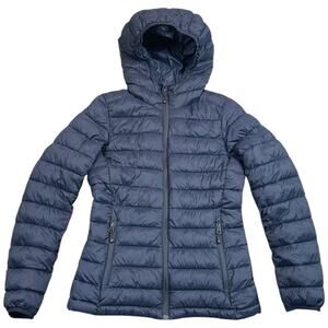 Stedman Lux Padded Jacket Navy Hooded Puffer Lightweight Zip XS